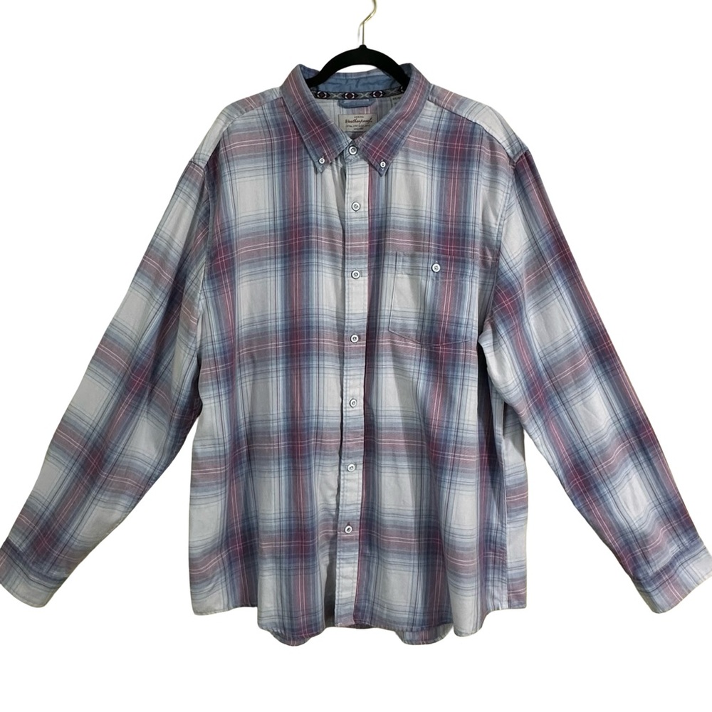 Weatherproof Vintage NWT Blue Red White Plaid Long Sleeve Shirt Size XXL